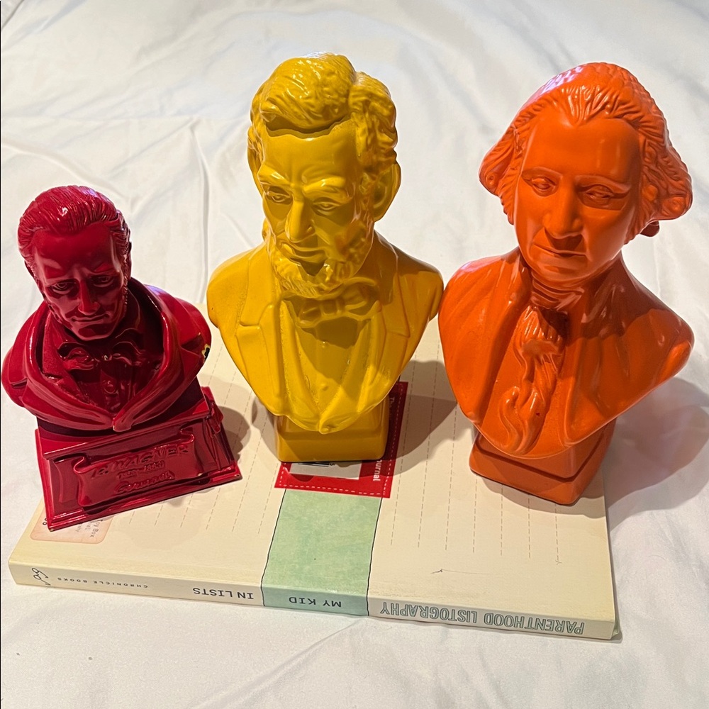 AVON Vintage Aftershave Pop Painted: Washington, Lincoln, Wagner